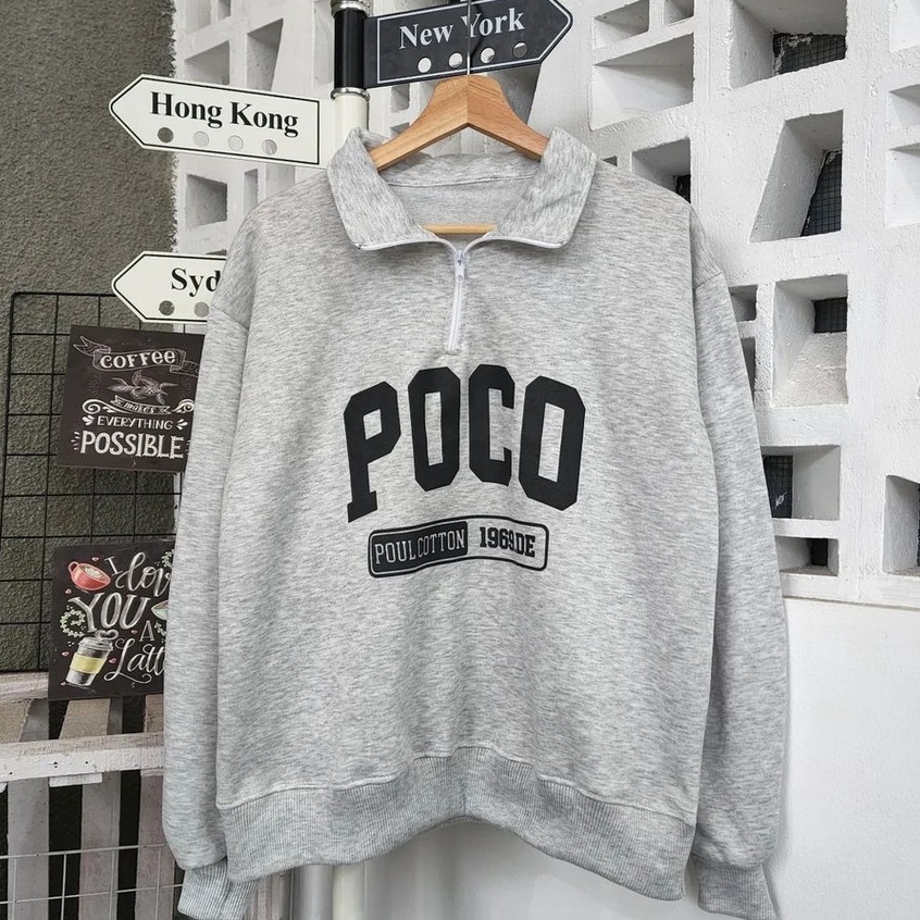 Poco Colar Sweater Kerah Outwear Gaya Kekinian Trendy Bahan Fleece