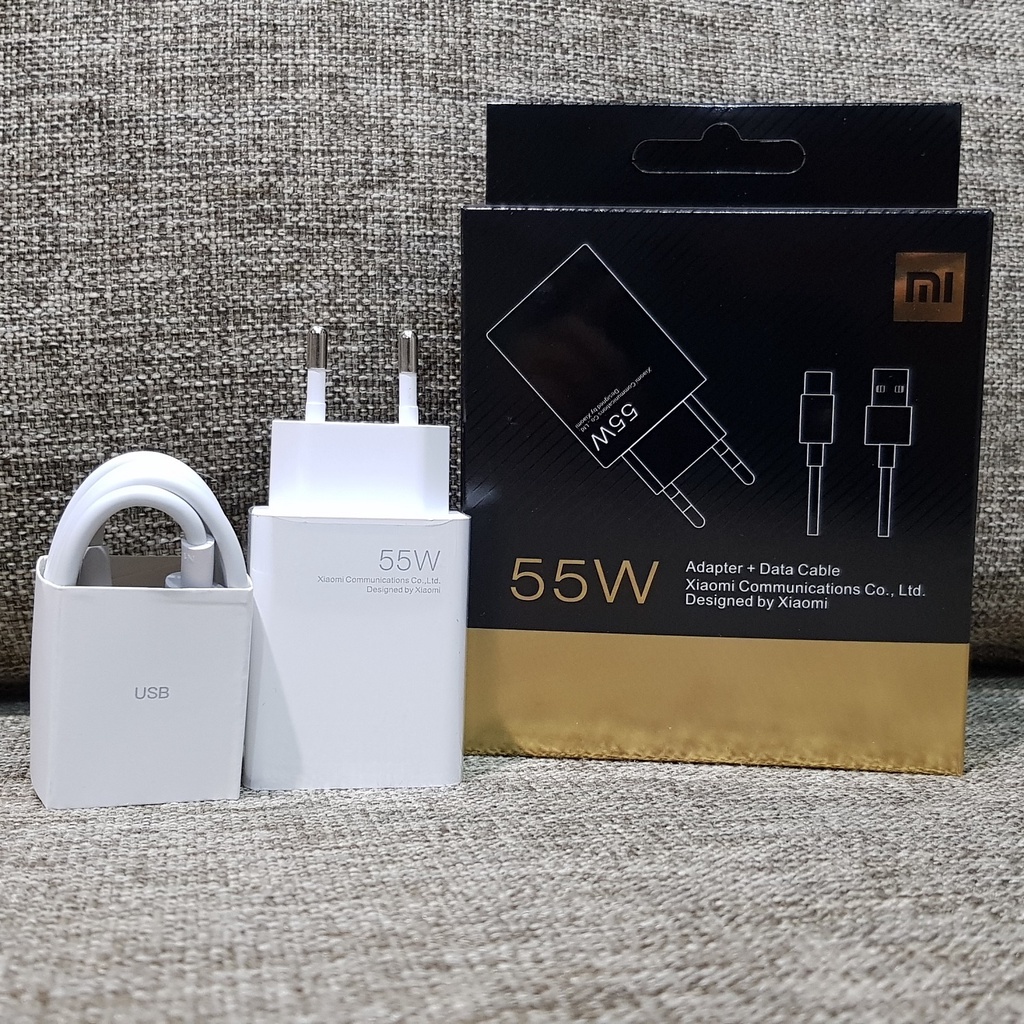 Power Adapter and Data Cable Fast Charger Xiaomi Type - C 55Watt GaN Original