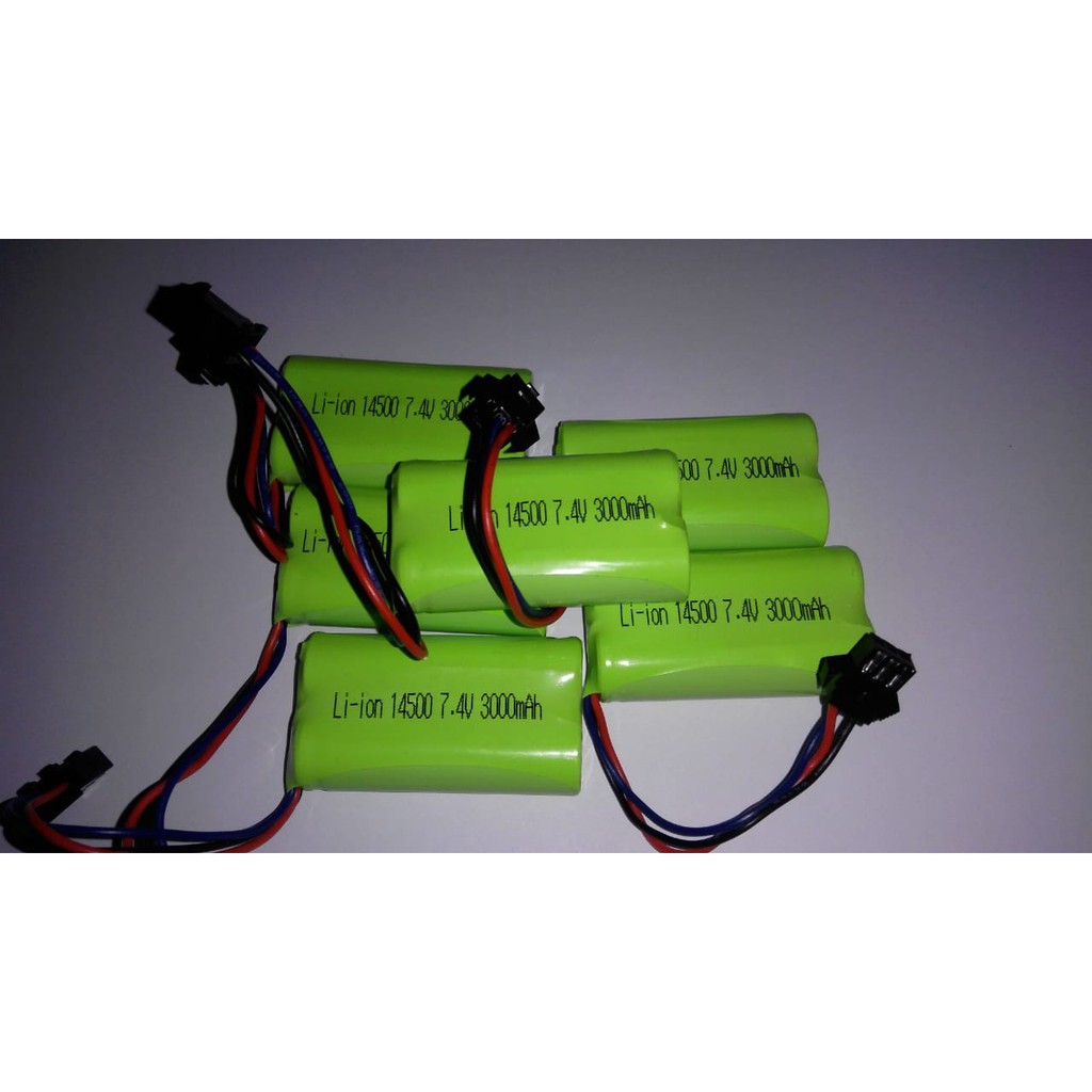 Batre RC Mobil Remot 7.4V 7,4V 3000mAh Socket Hitam 3pin 2x14500