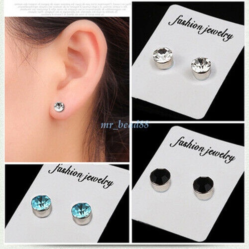 Anting berlian berwarna magnet tanpa anting tindik, magnet magnet kuat, anting stud palsu untuk anak laki-laki dan perempuan Klip telinga wanita tanpa zirkon tindik kancing telinga klip tulang telinga sederhana untuk pria