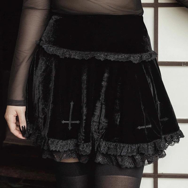 [GOTH] Black Mini Skirt Aesthetic 8563 (S/M/L)