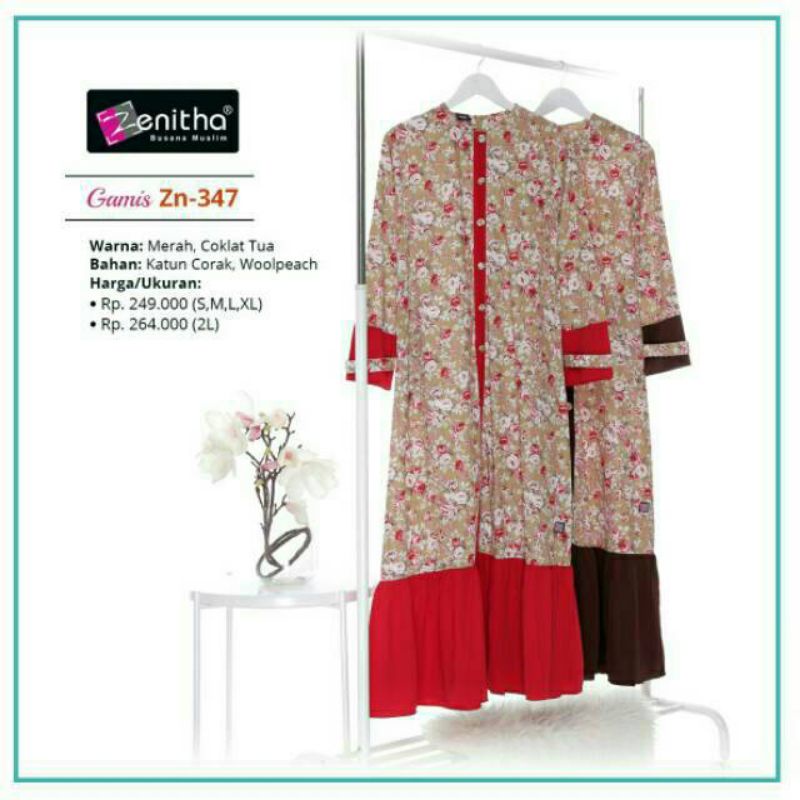 #Zenitha 347 merah, ZN 347 coklat, gamis dewasa busui promo