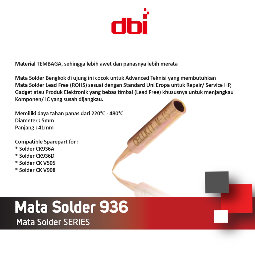 Mata Solder - Solder TIP 936 Tembaga type M-IS Bengkok di Ujung CELLKIT