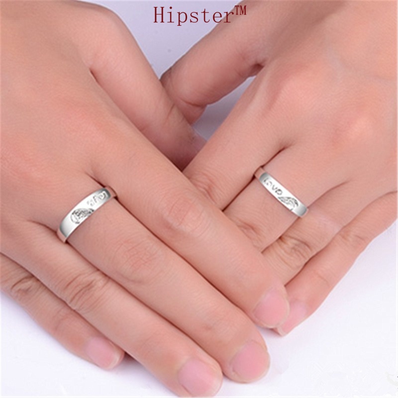 Korean Style Unique and Romantic Carved Love Adjustable Couple Ring