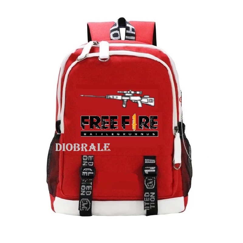 Diobrale - Tas Ransel Anak Sekolah Laki Perempuan Free Fire Backpack Murah PAUD TK SD