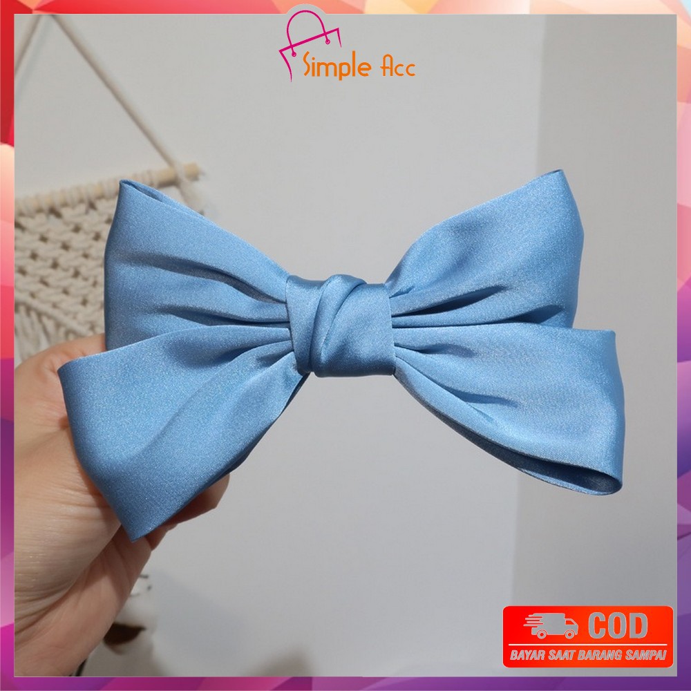 ~COD~DO-C160 Ikat Rambut Pita Besar Kuncir Rambut Hairband Aksesoris Wanita Kunciran Rambut Korea-PITA BIRU