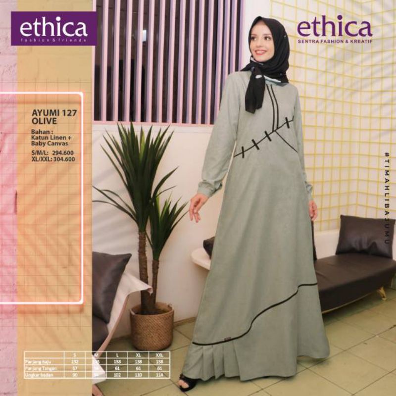 gamis simple murah busui friendly_ethica ayumi 127 olive