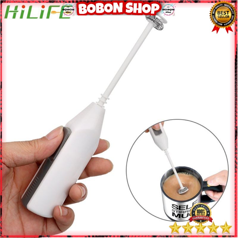 

Mixer Buih Kopi Susu Elektrik Handle Stirrer Whisk Milk Frother Coffee Foamer - 16310 - White