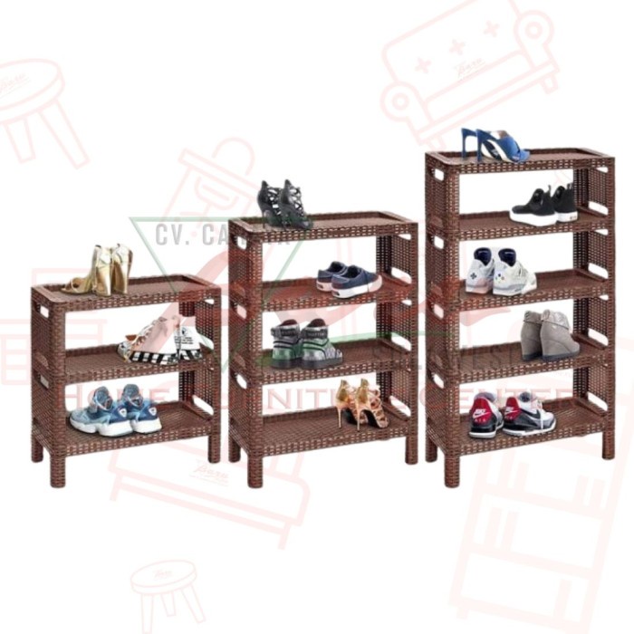 Rak Sepatu Plastik Tabitha Motif Rotan
