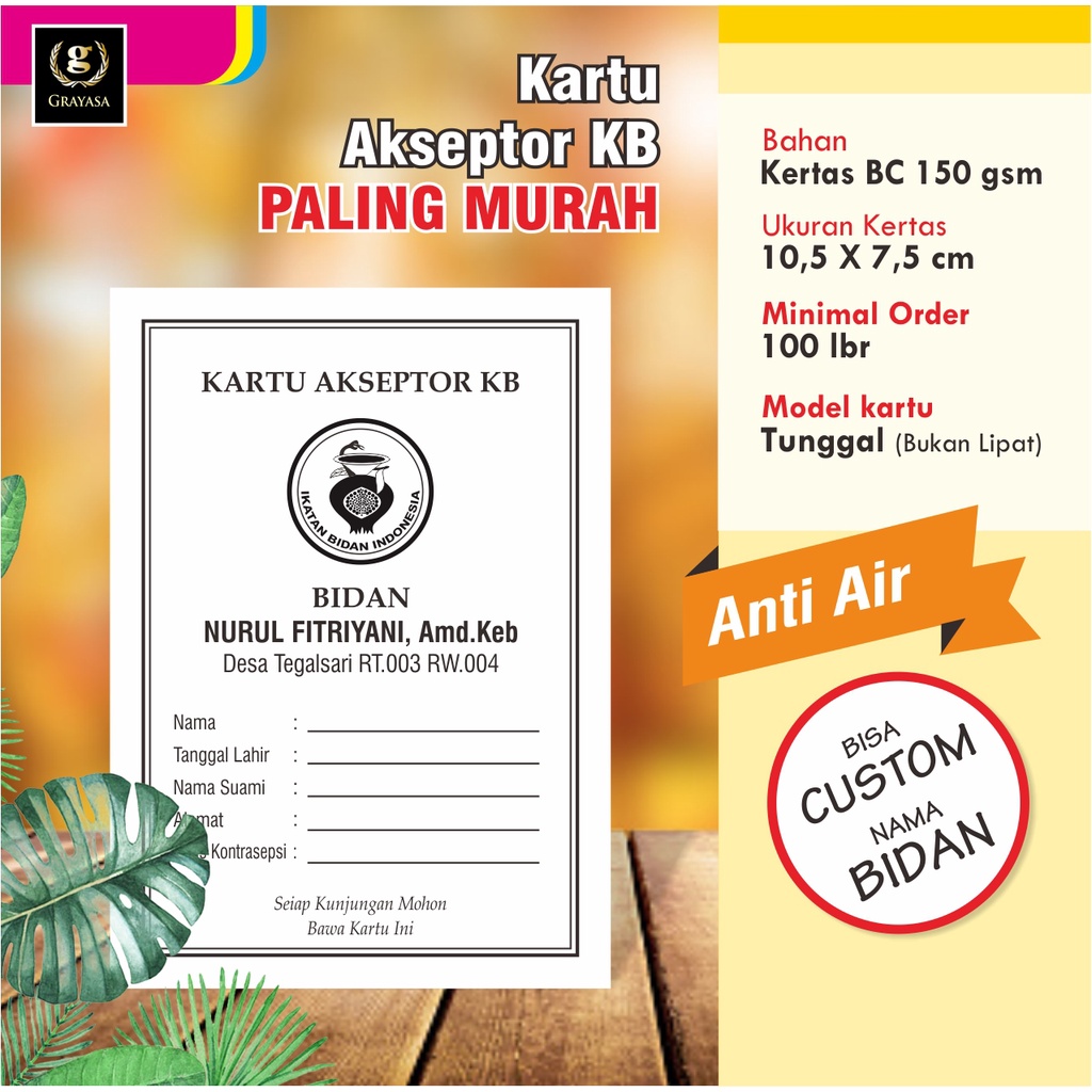 

KARTU AKSEPTOR KB / KARTU KB / KARTU KB BIDAN / KARTU KB MURAH (isi 200 lbr)