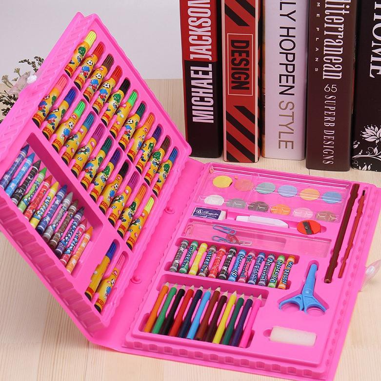 86pcs lukisan kotak gambar pena set anak hadiah cat air pena, coloring paket alat melukis mewarnai (
