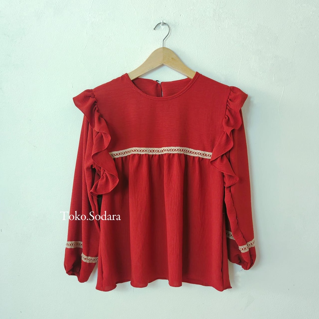 Blouse Aliena Crincle Motif Dada // Blouse wanita // Blouse Crincle Murah