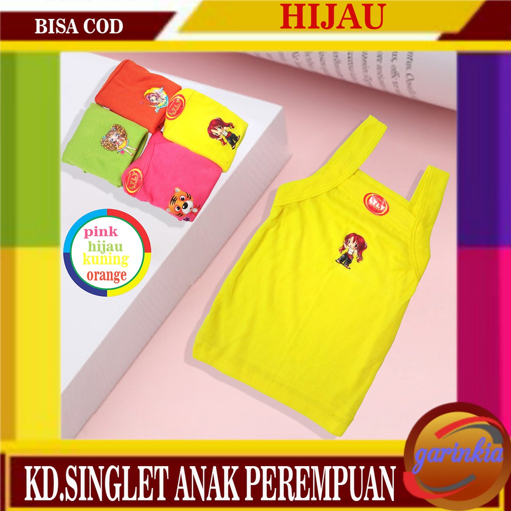 KAOS ANAK BAYI SINGLET PEREMPUAN WARNA MOTIF KARAKTER-hijau