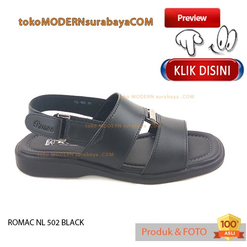 ROMAC NL 502 BLACK Sandal Pria Casual Sopan Slide Flip Flop