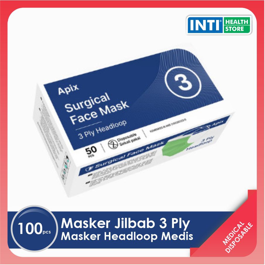 Apix | Masker Jilbab 3 Ply | Surgical Mask | Masker Headloop Medis