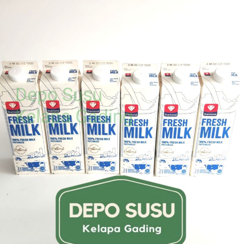 Susu Diamond Fresh Milk Satuan 1 Liter | 1lt Diamon Full Cream Segar Plain lt Pasteurisasi