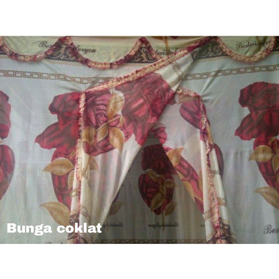 kelambu nyamuk ukuran jumbo 200x200 tebal motif bunga