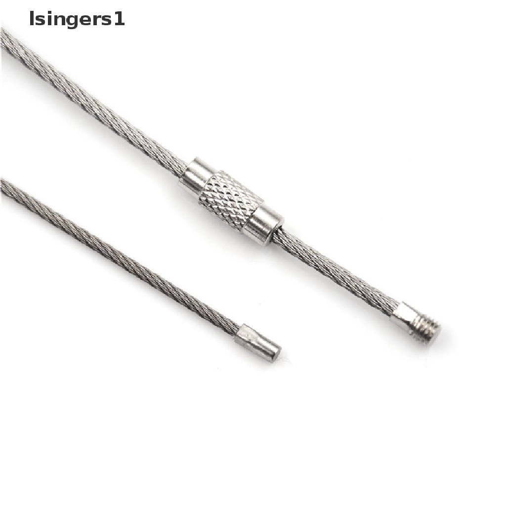 (lsingers1) 10pcs Gantungan Kunci Kabel Bahan Stainless Steel Ukuran 10 / 15 / 20cm Untuk Hiking