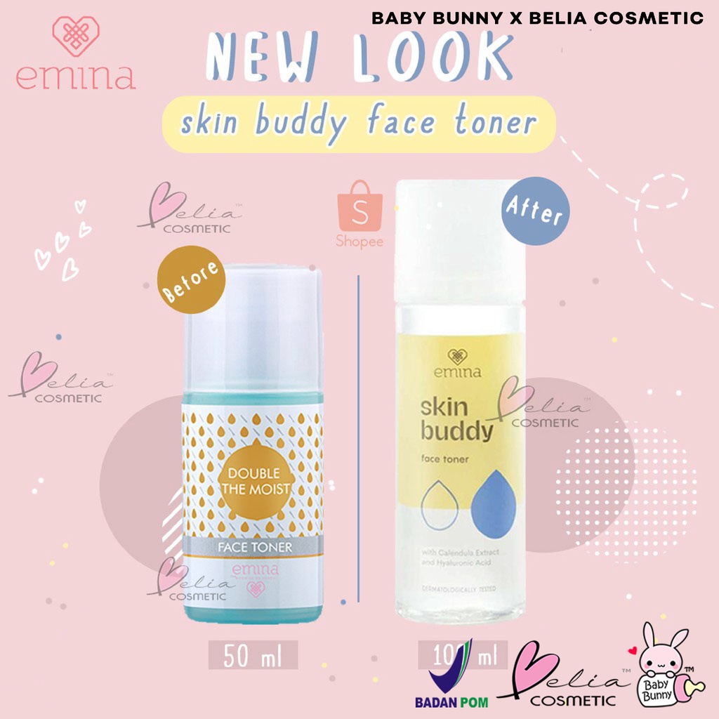 ❤ BELIA ❤ Emina Skin Buddy Face Toner kemasan baru | Double the Moist Face Toner 100ml BPOM