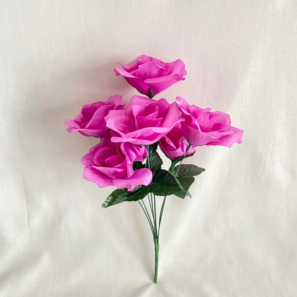 Bunga Mawar Rose Dekor X7 (satuan) Bunga Artificial / Bunga Plastik / Bunga Dekorasi / Pernikahan-Ungu