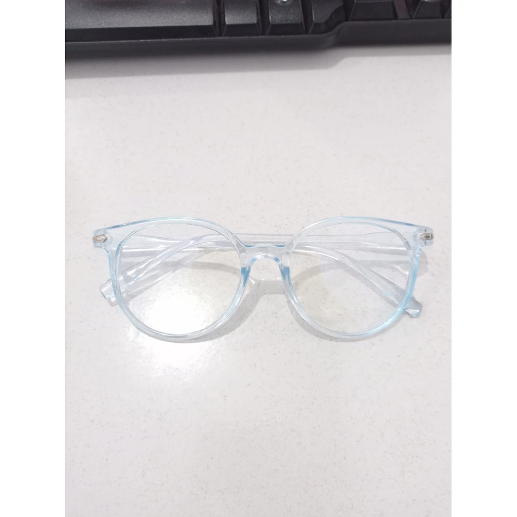 ⭐Gogoland⭐ R087 Kacamata Anti Radiasi Fashion Wanita Pria Frame Ringan Korea Design Lensa Transparan-BIRU