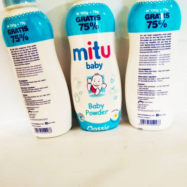 BEDAK BAYI MITU BABY POWDER 100GR+75℅