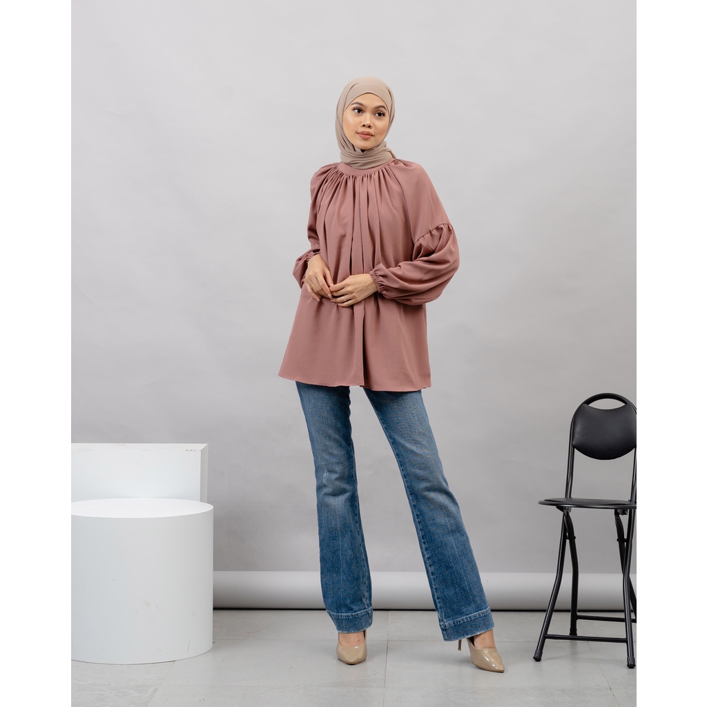 MIKHA BLOUSE OBLONG KRINKLE POLOS PREMIUM SHIRT B546 CO