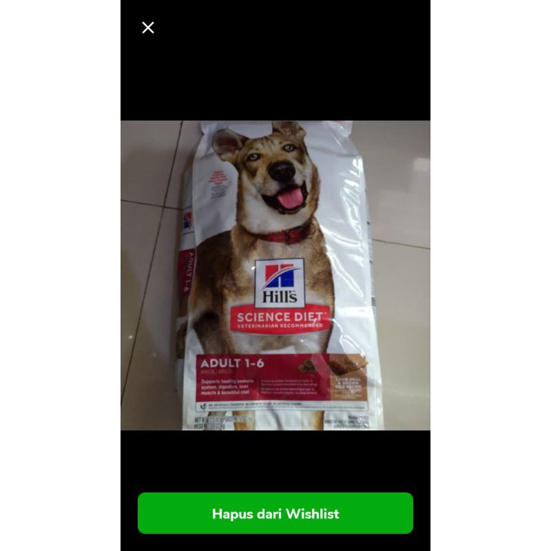 Dog food Science diet adult lamb original 15kg