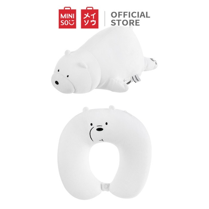 Bantal Leher - Original  Miniso We Bare Bears Bantal Leher Neck Pillow Multifungsi
