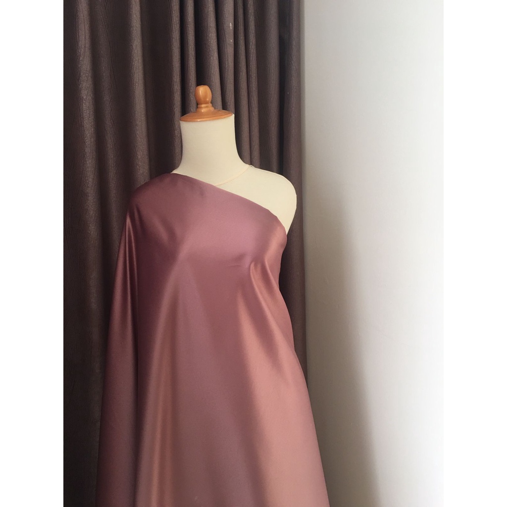 Bahan Kain Satin Velvet Premium Warna Rose Bronze Terracota Terakota Furing Kebaya Bridesmaid