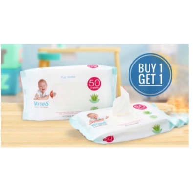 BUY 1 GET 1 Tissue Basah Wetkins Baby Blue Baby Pink