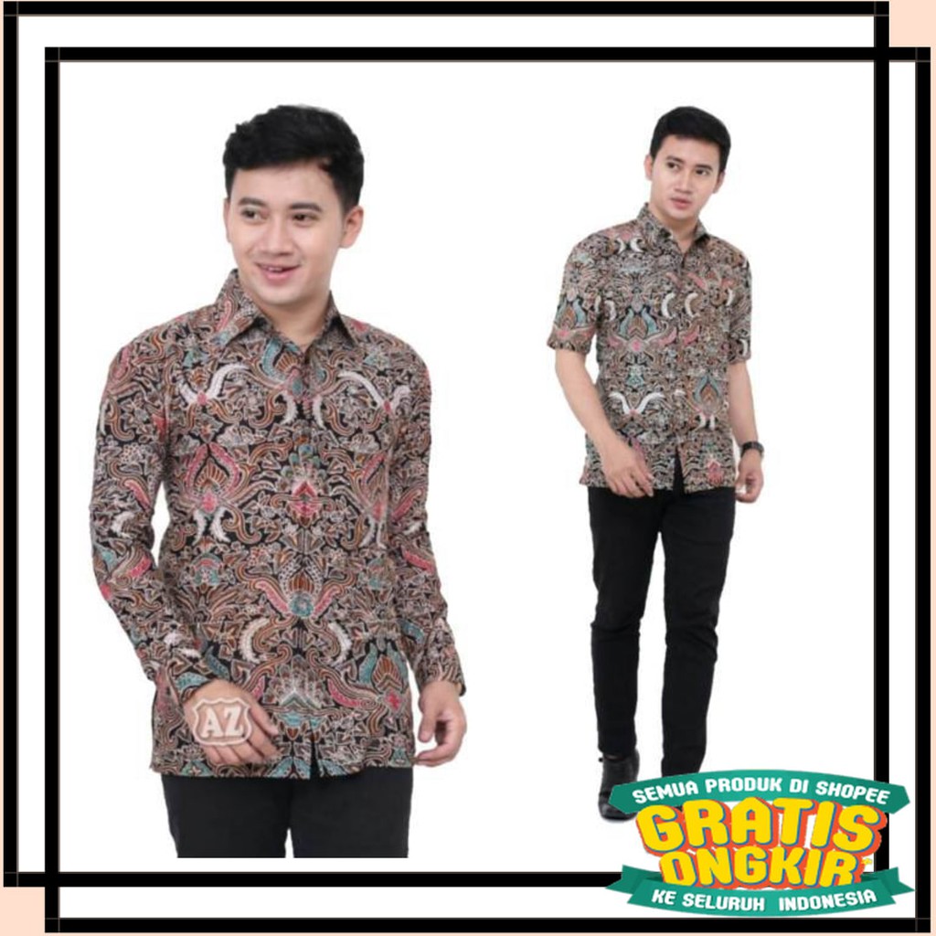 BATIK ANAK DEWASA ORANGTUA ALISAN / NIVANA Kemeja Panjang Batik Pria Motif Cirebon