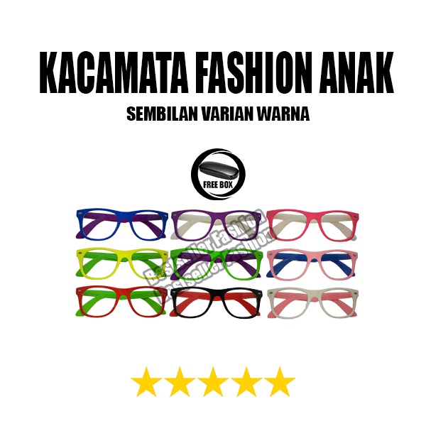 Kacamata Fashion Anti Radiasi Bluelight Untuk Anak Laki Laki dan Perempuan Bingkai Kotak Lensa Transparan Blue-ray FREECASE