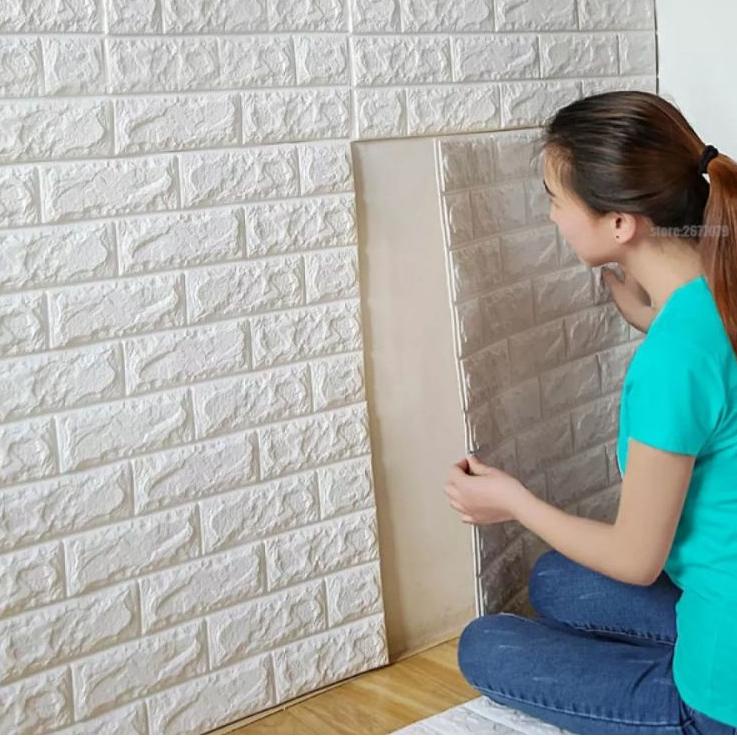 Hadir Terkeren Paket 10 Lembar Wallpaper BrickFoam 70x38cm Tebal 3mm