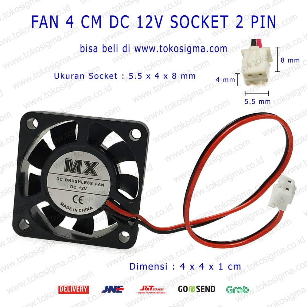 FAN VGA DC 12V 4cm  socket 2 PIN - KIPAS VGA 4 CM SOCKET DC 12 VOLT