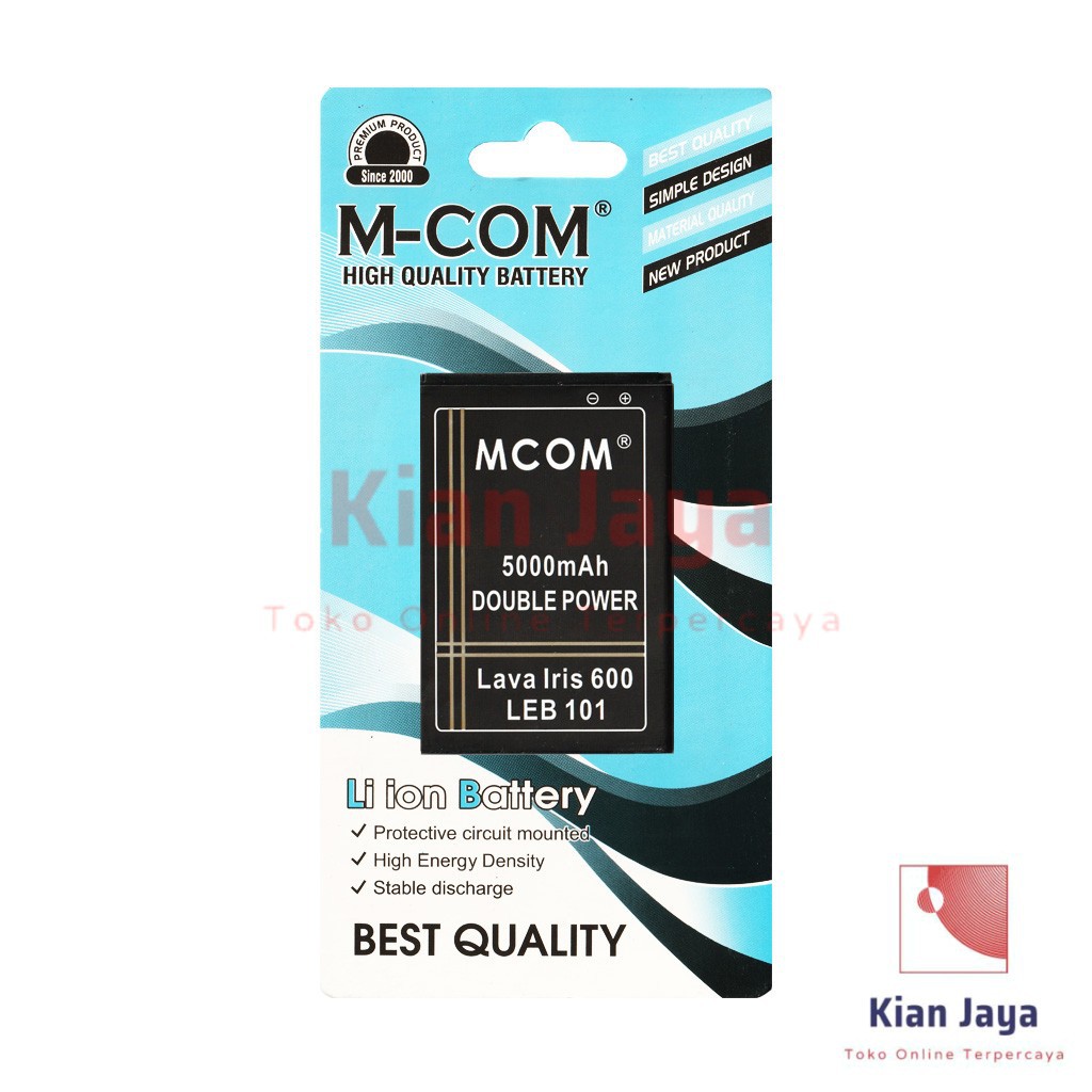 MCOM Baterai LAVA Iris 600 / LEB101 Original Double Power Batre Batrai Battery Ori