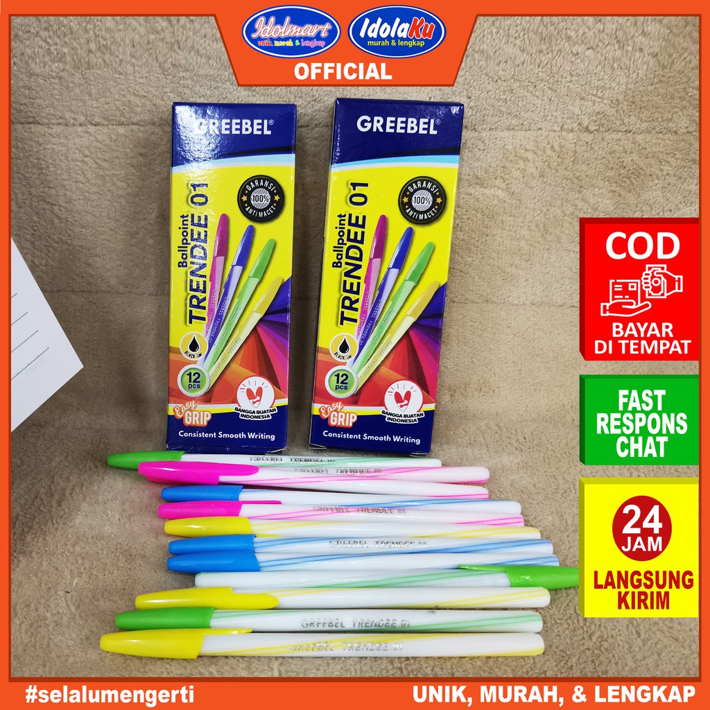 

IDOLMART Pulpen Greebel Trendee 01 Hitam isi 12pcs