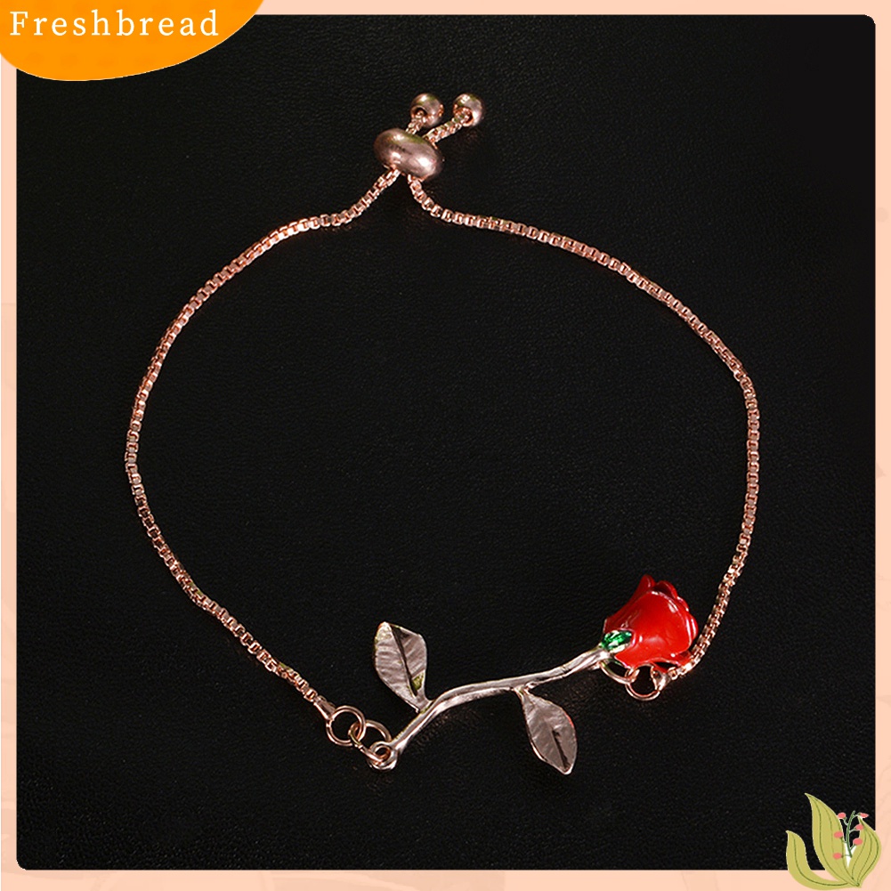 [TERLARIS]Elegant Rose Pendant Wristband Bracelet Adjustable Bangle Women Jewelry Gift