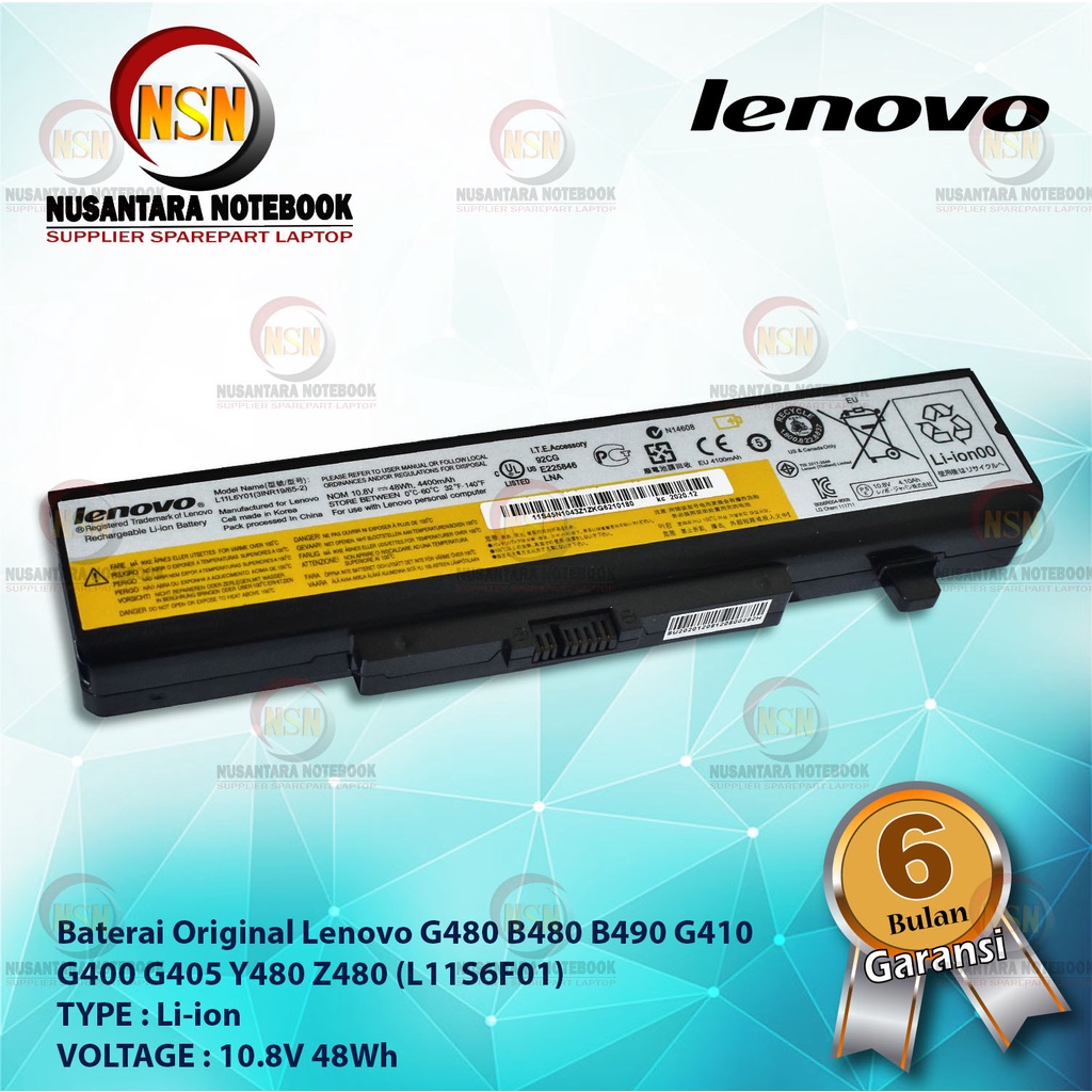 Baterai LENOVO Original G480 B480 B490 G410 G400 G405 Y480 Z480