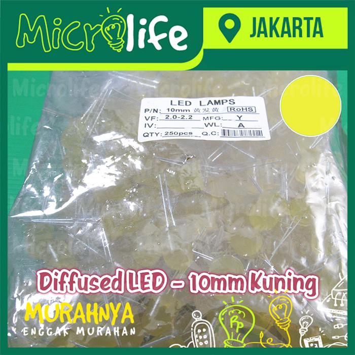 DIFFUSED LED - 10mm KUNING YELLOW