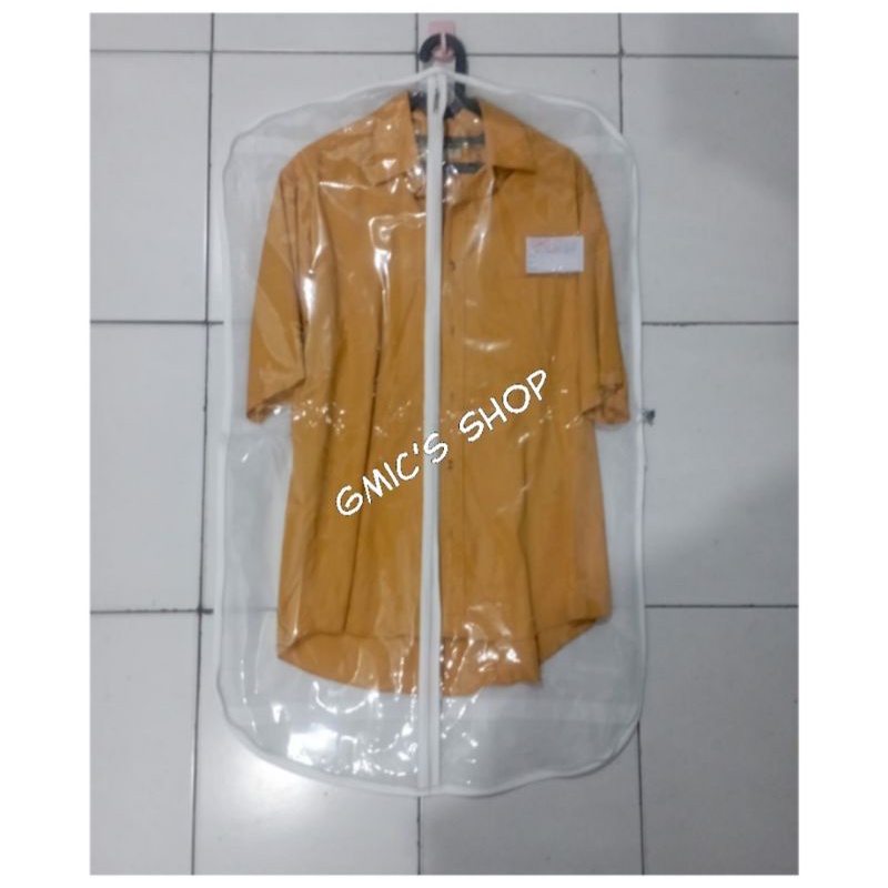 Cover jas baju  / sarung jas / cover gantungan baju jas / pelindung baju jas mika bening tebal