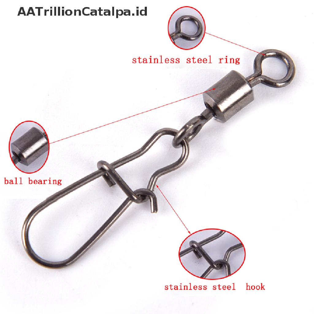 Aatrillioncatalpa 10Pcs Kilikili Pancing Rolling Swivel Dengan Konektor Snap