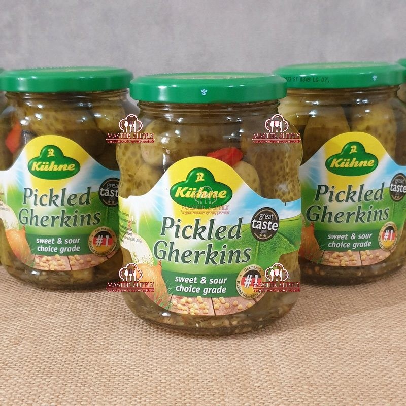 

KUHNE PICKLED GHERKINS 330 GR / KETIMUN ACAR ASAM MANIS / TIMUN ACAR