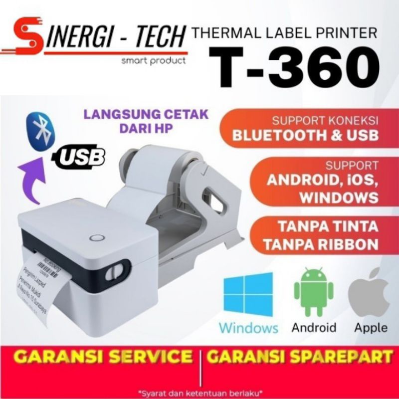 PRINTER LABEL THERMAL LP-T360 USB BLUETOOTH 80MM CETAK RESI PENGIRIMAN ANDROID WINDOWS