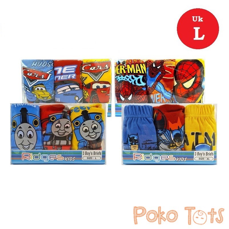 Ridges Boy's Briefs Character Size L (LARGE) Isi 3 Celana Dalam Karakter Anak Cowo CD Laki-Laki