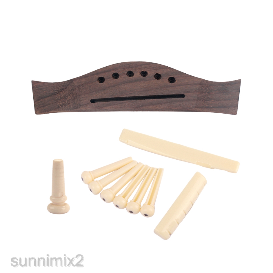 Guitar Tailpiece Bridge 6 String Acoustic - 6 Strings Guitar Bridge Rosewood Bridge Saddle With Pins For 6 String Acoustic Folk Guitar Accessory Parts Guitar Bass Accessories Instrument Accessories