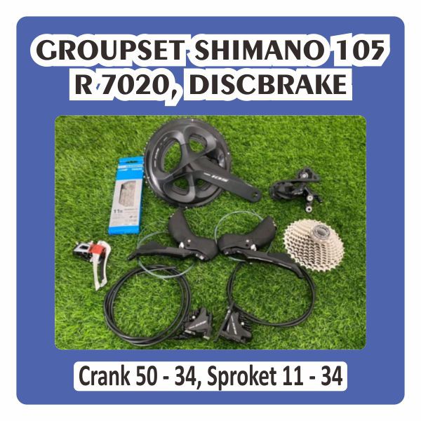 Grupset Shimano 105 Discbrake R7020 R 7020 Disc brake FD RD Crank 50 34 Sproket 11 34 Crank 105 Brif