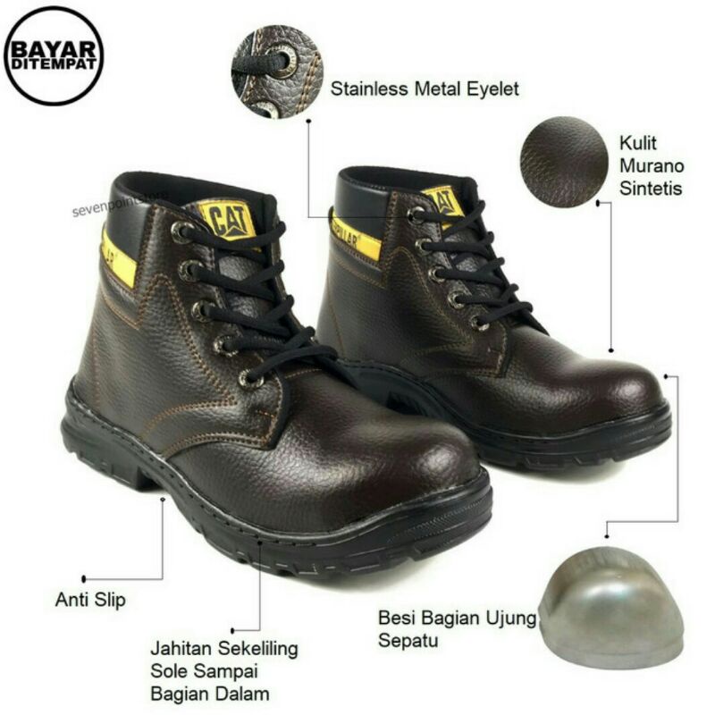 Sepatu Safety Proyek Ujung Besi - Septy Shoes Boot - Septi Kerja Lapangan Kulit Sintetis-  sepatu sefety tali -sepatu sefety sorong boot Sepatu Safety Boot Original Septi Pria Ujung Besi Sefty Shoes Septy Proyek Cowok Lapangan