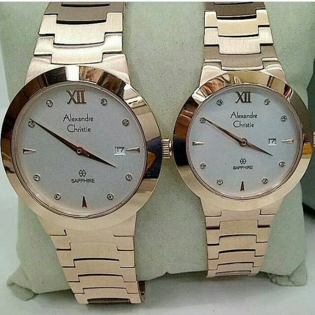 JAM TANGAN COUPLE ALEXANDRE CHRISTIE AC 8569 PASANGAN ROSEGOLD WHITE