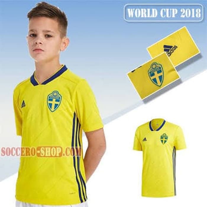 JERSEY BAJU BOLA ANAK SWEDIA HOME / ANAK WORLD CUP 2018 GRADE ORI